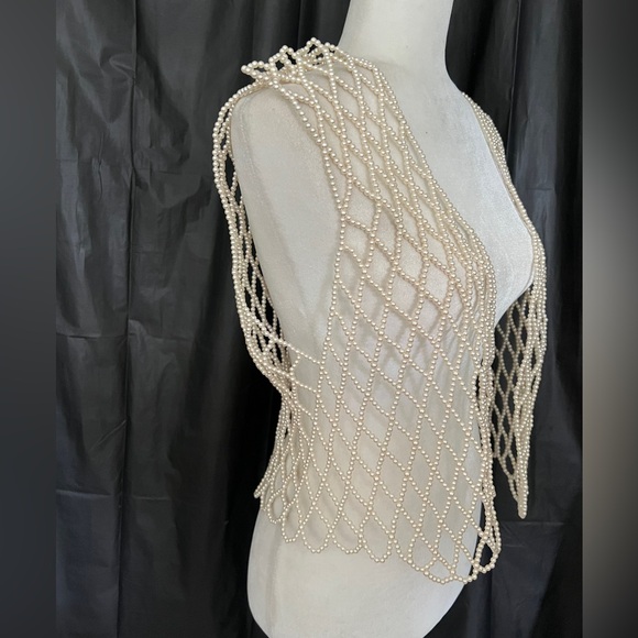 Vintage 1980s Novelty Pearl Vest - Picture 3 of 5